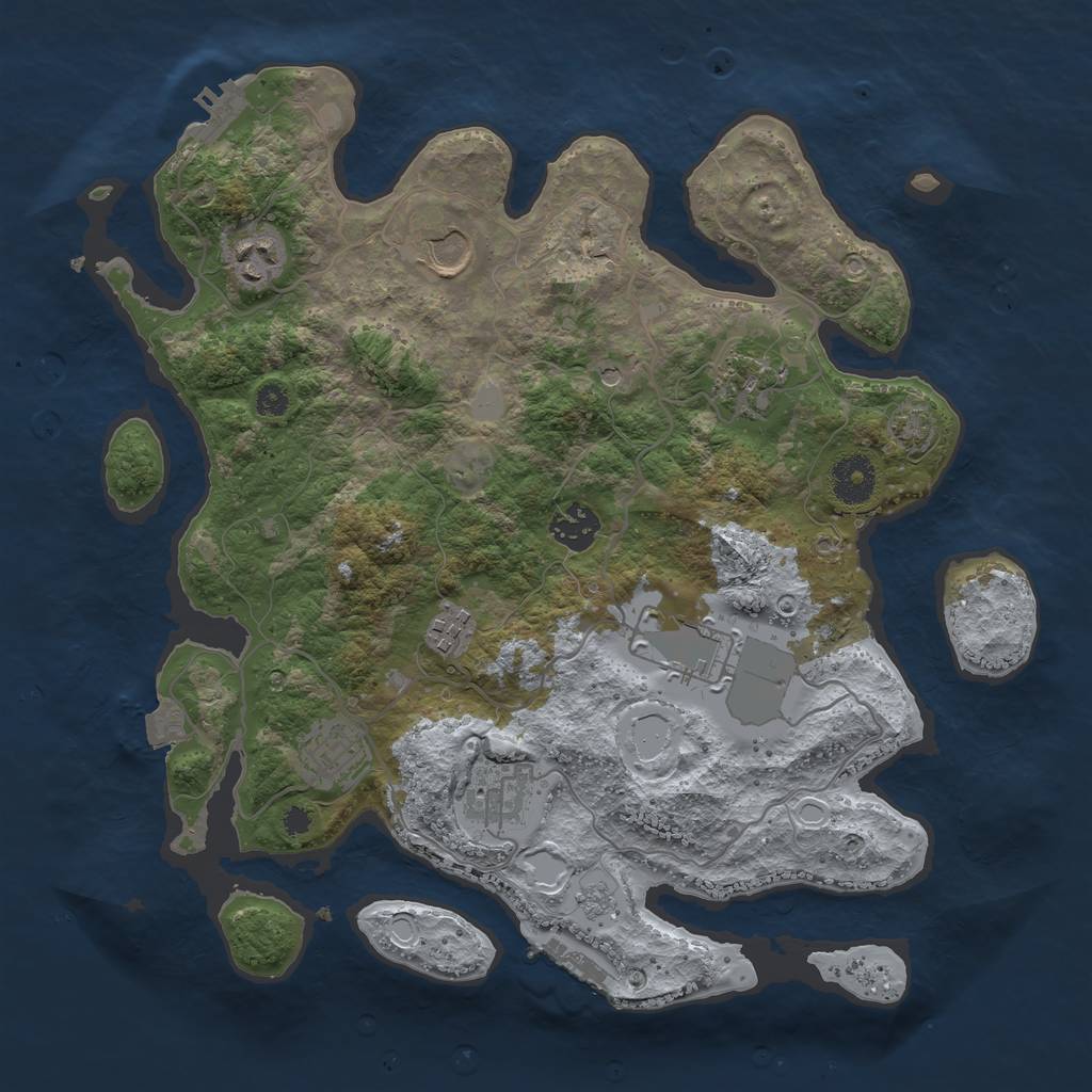 Rust Map: Procedural Map, Size: 3500, Seed: 25375372, 16 Monuments