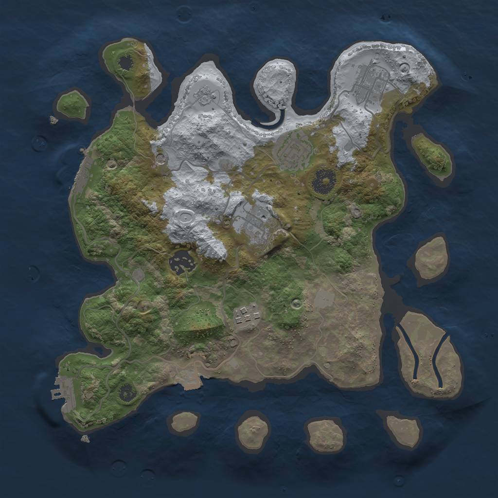 Rust Map: Procedural Map, Size: 3000, Seed: 1260087709, 12 Monuments