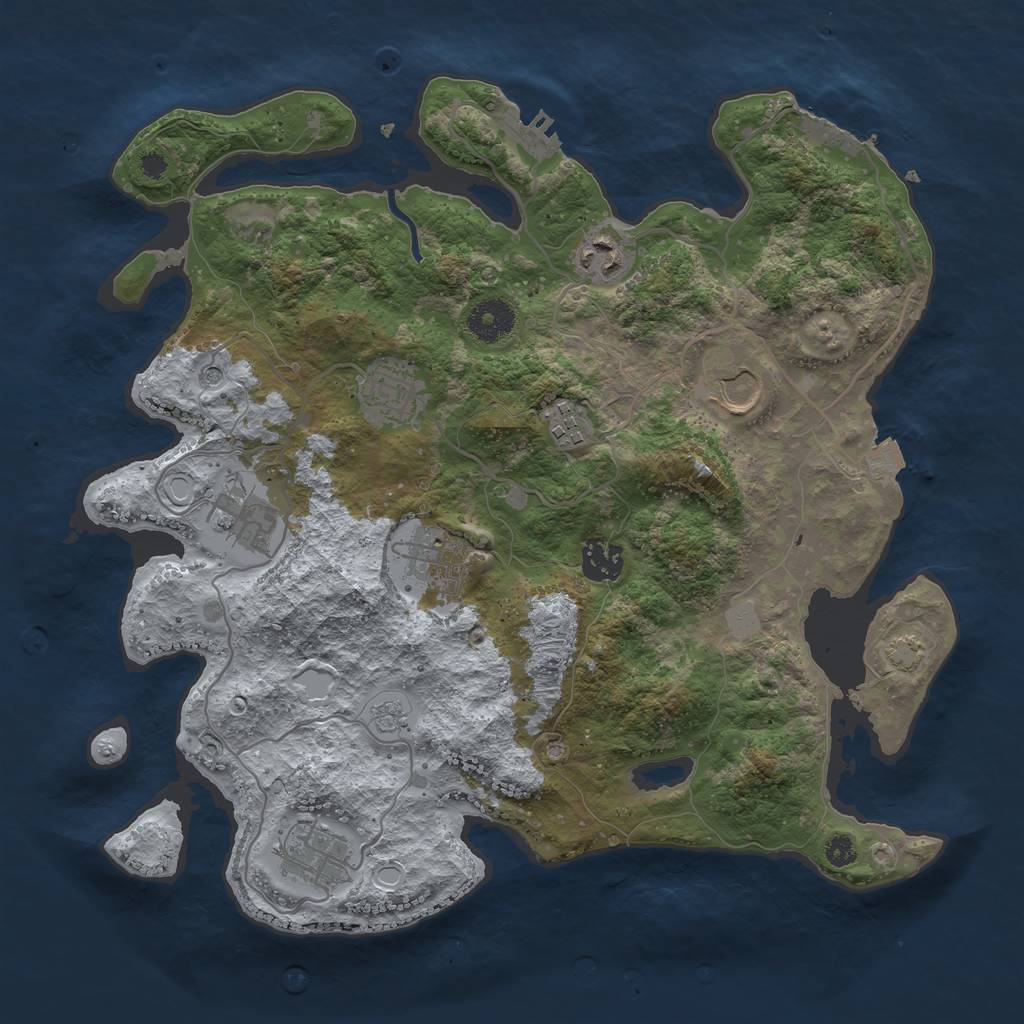 Rust Map: Procedural Map, Size: 3500, Seed: 4838342, 16 Monuments