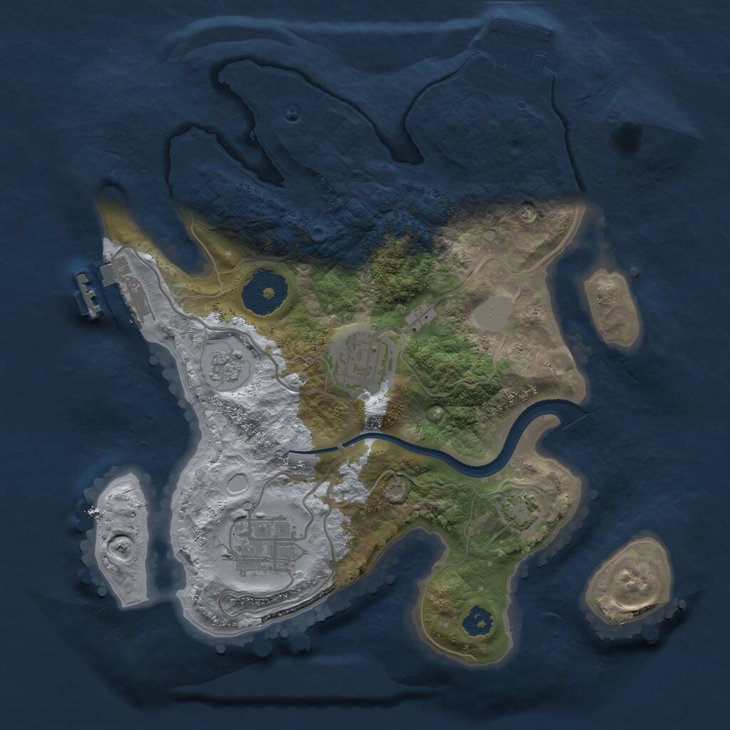 Rust Map: Procedural Map, Size: 2500, Seed: 2055095105, 7 Monuments