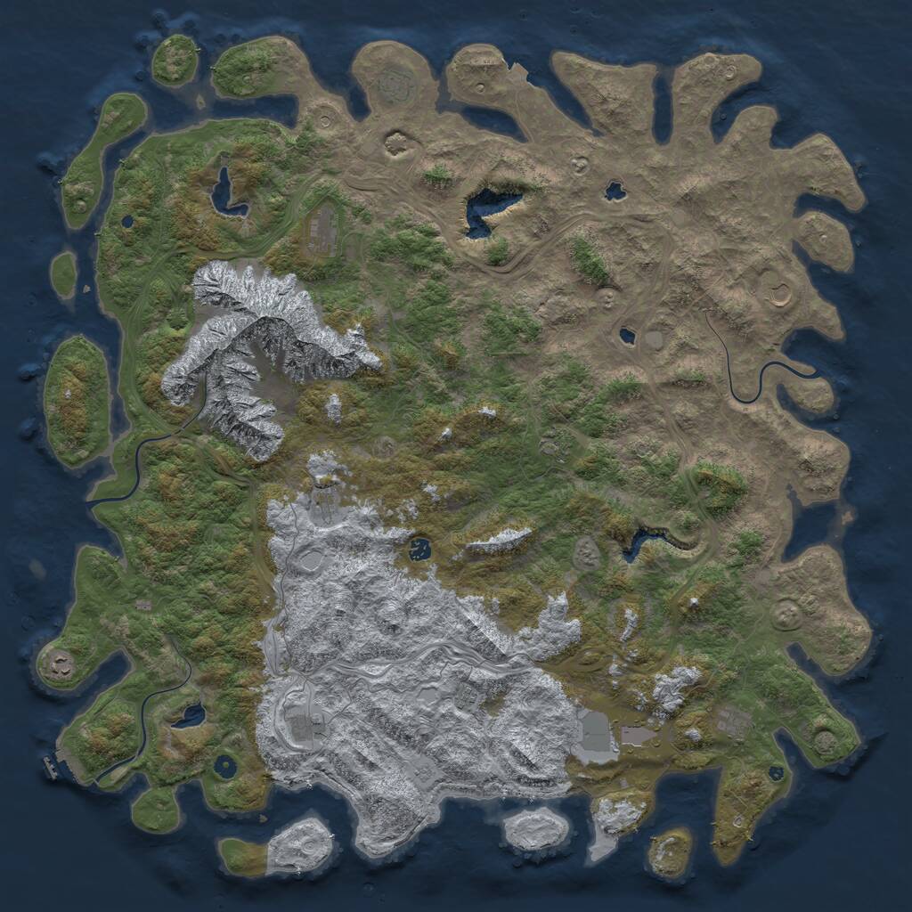 Rust Map: Procedural Map, Size: 6000, Seed: 91869268, 16 Monuments