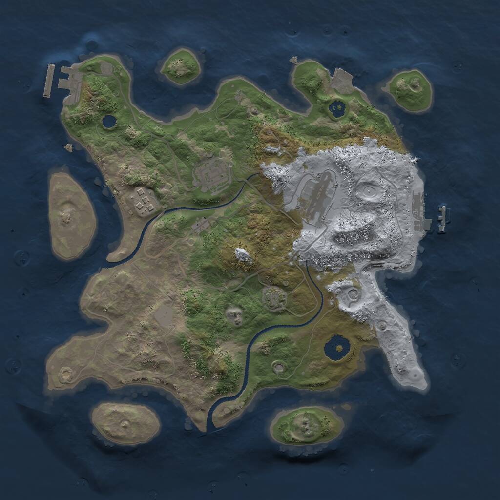 Rust Map: Procedural Map, Size: 3000, Seed: 53412, 8 Monuments