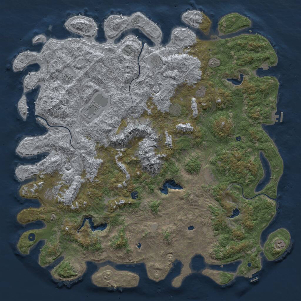 Rust Map: Procedural Map, Size: 5900, Seed: 55555, 16 Monuments