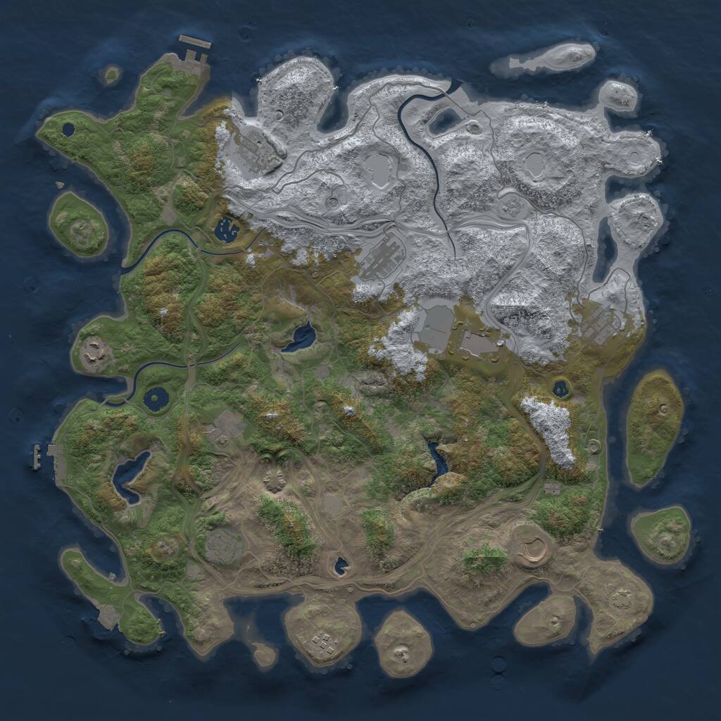 Rust Map: Procedural Map, Size: 4500, Seed: 64342693, 16 Monuments