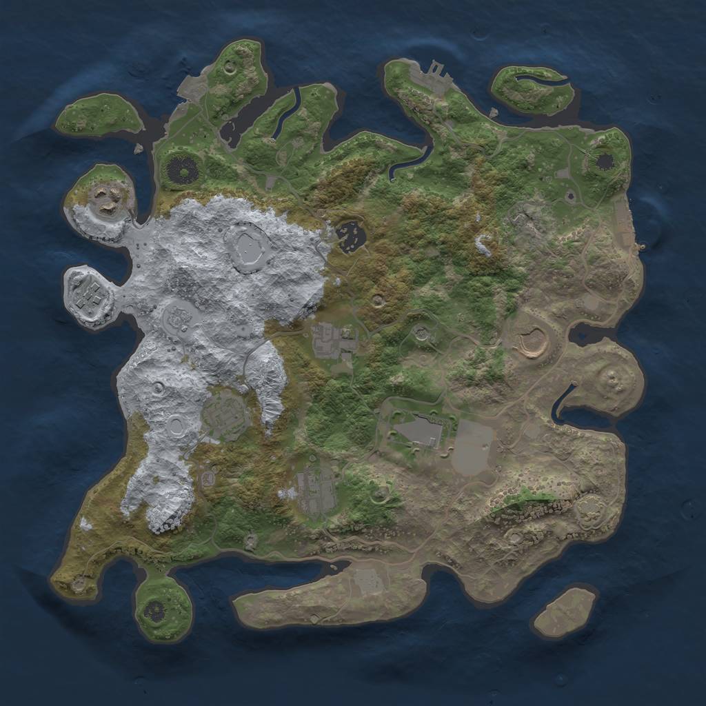 Rust Map: Procedural Map, Size: 3500, Seed: 50781867, 16 Monuments