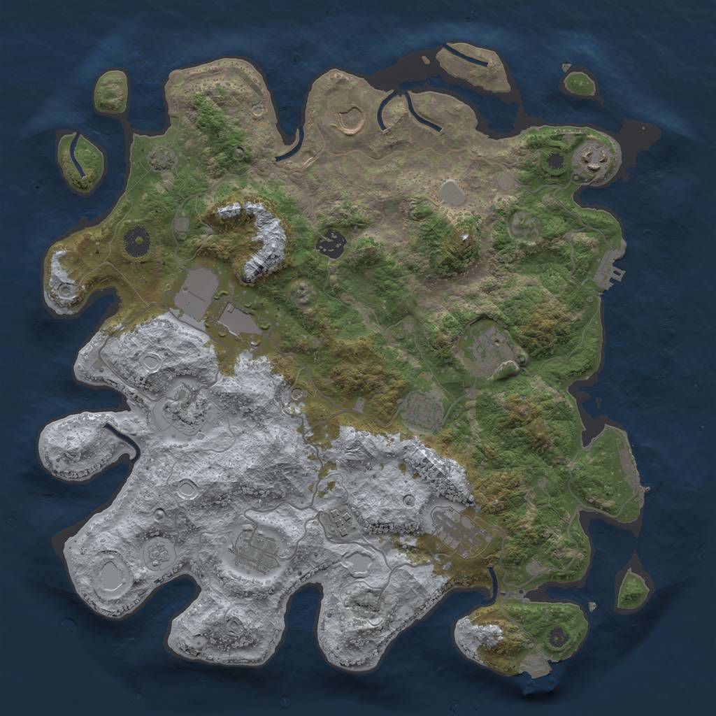 Rust Map: Procedural Map, Size: 3800, Seed: 84560736, 18 Monuments