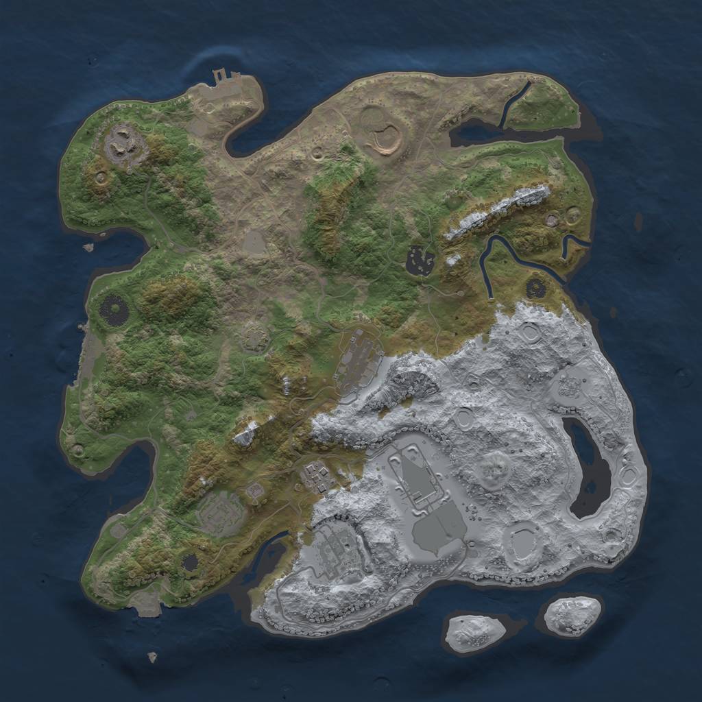 Rust Map: Procedural Map, Size: 3500, Seed: 49475814, 15 Monuments