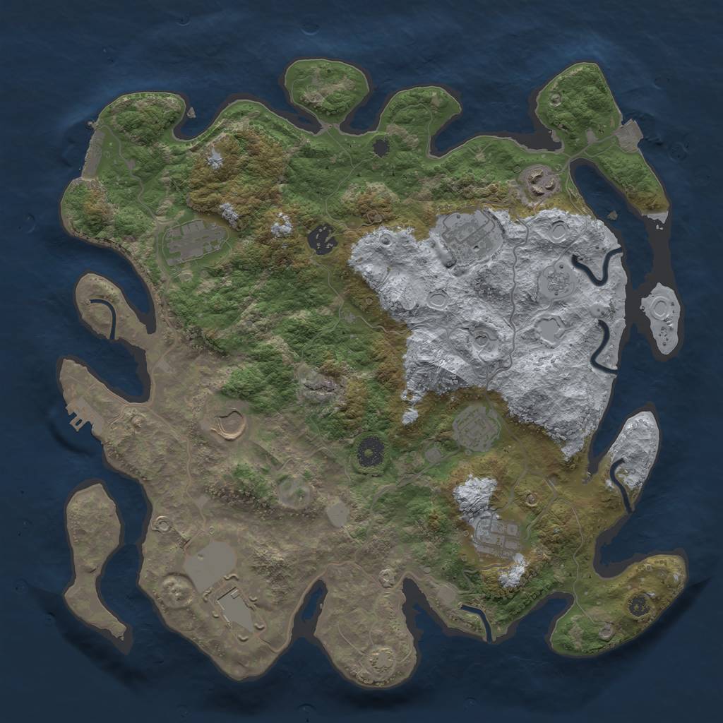 Rust Map: Procedural Map, Size: 3700, Seed: 737503961, 16 Monuments
