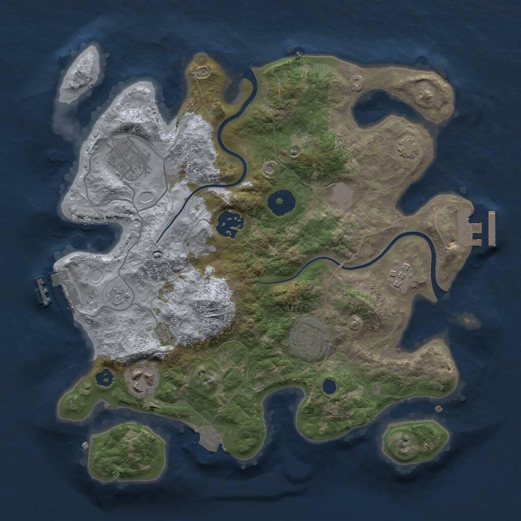 Rust Map: Procedural Map, Size: 3000, Seed: 32584, 10 Monuments