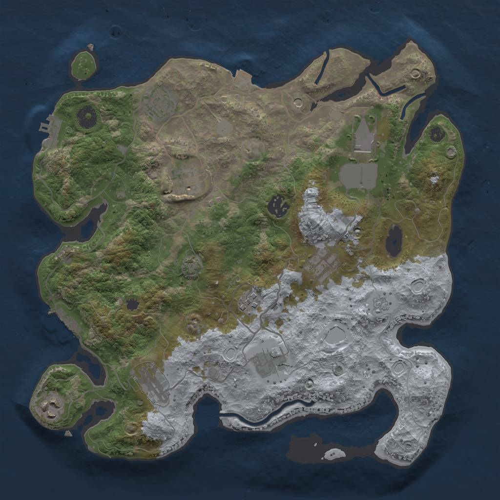 Rust Map: Procedural Map, Size: 3500, Seed: 1583118320, 17 Monuments