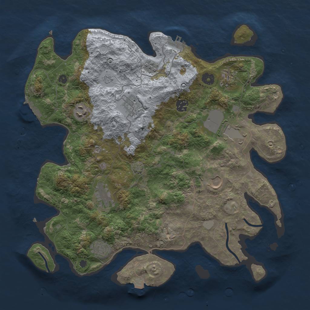 Rust Map: Procedural Map, Size: 3700, Seed: 1325757880, 17 Monuments