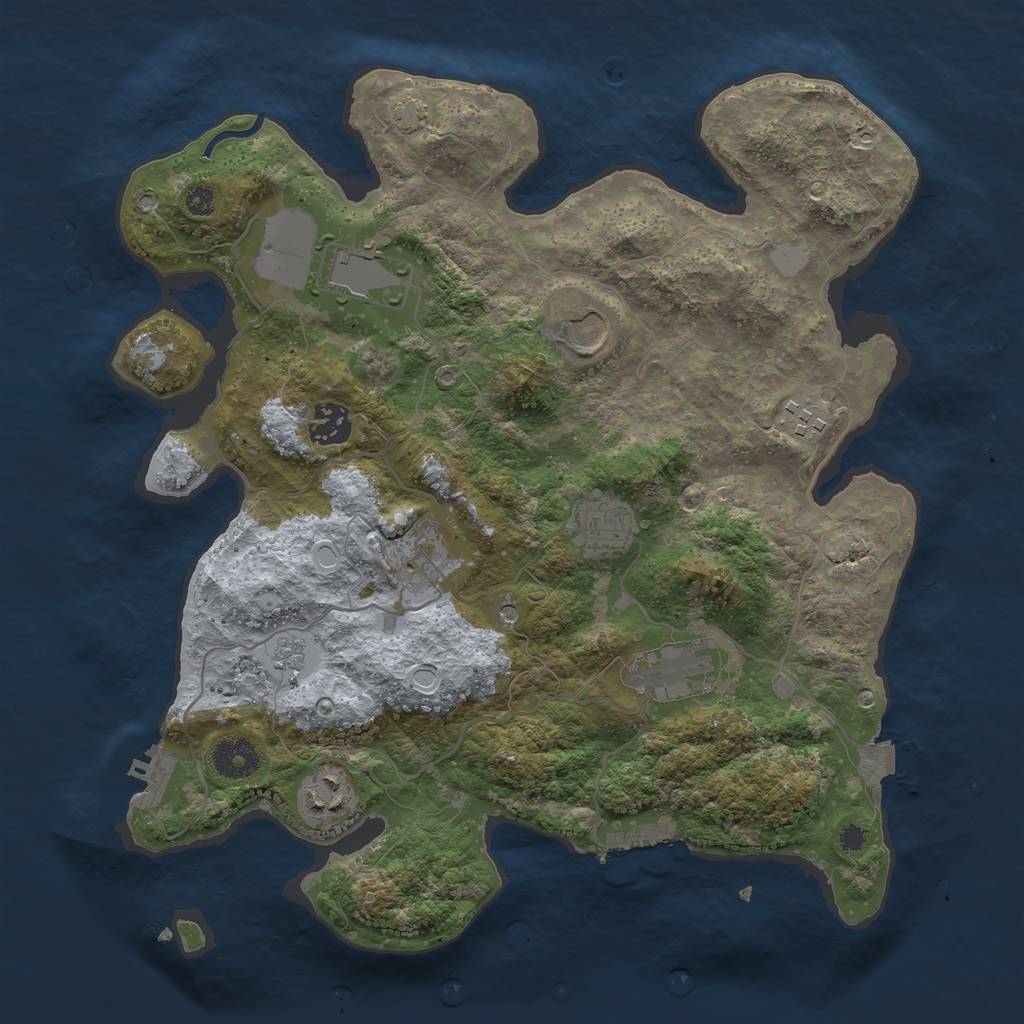 Rust Map: Procedural Map, Size: 3500, Seed: 824483829, 16 Monuments