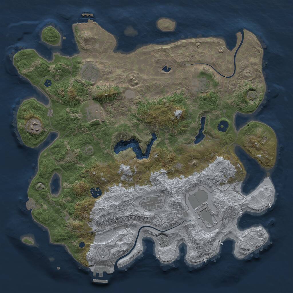 Rust Map: Procedural Map, Size: 4000, Seed: 180666383, 14 Monuments