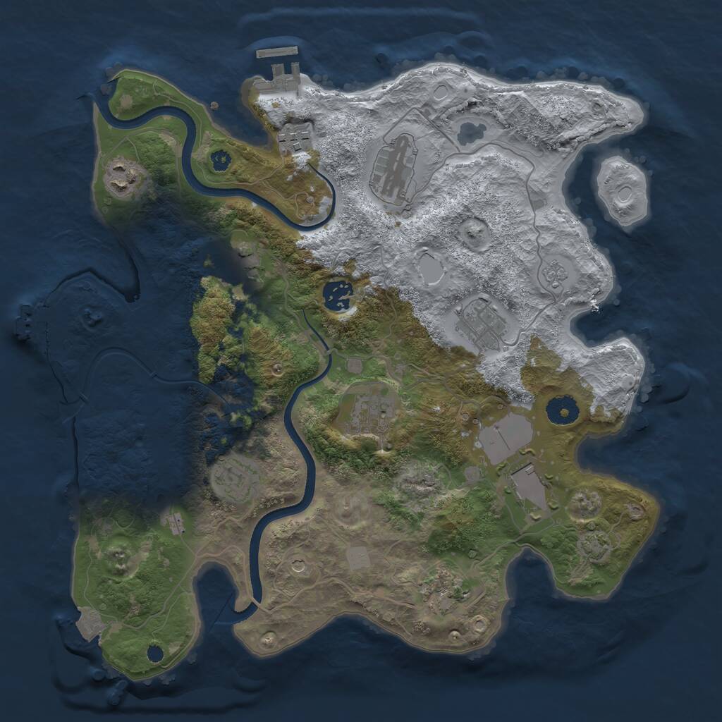 Rust Map: Procedural Map, Size: 3500, Seed: 884384642, 16 Monuments