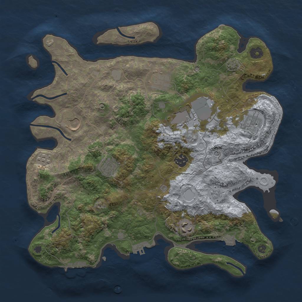 Rust Map: Procedural Map, Size: 3550, Seed: 629210278, 16 Monuments