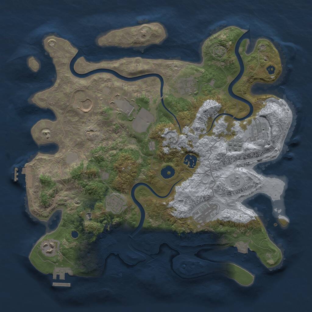 Rust Map: Procedural Map, Size: 3550, Seed: 629210278, 15 Monuments