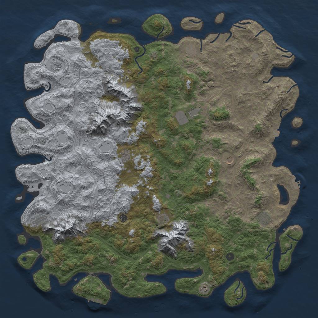 Rust Map: Procedural Map, Size: 6000, Seed: 972812899, 19 Monuments