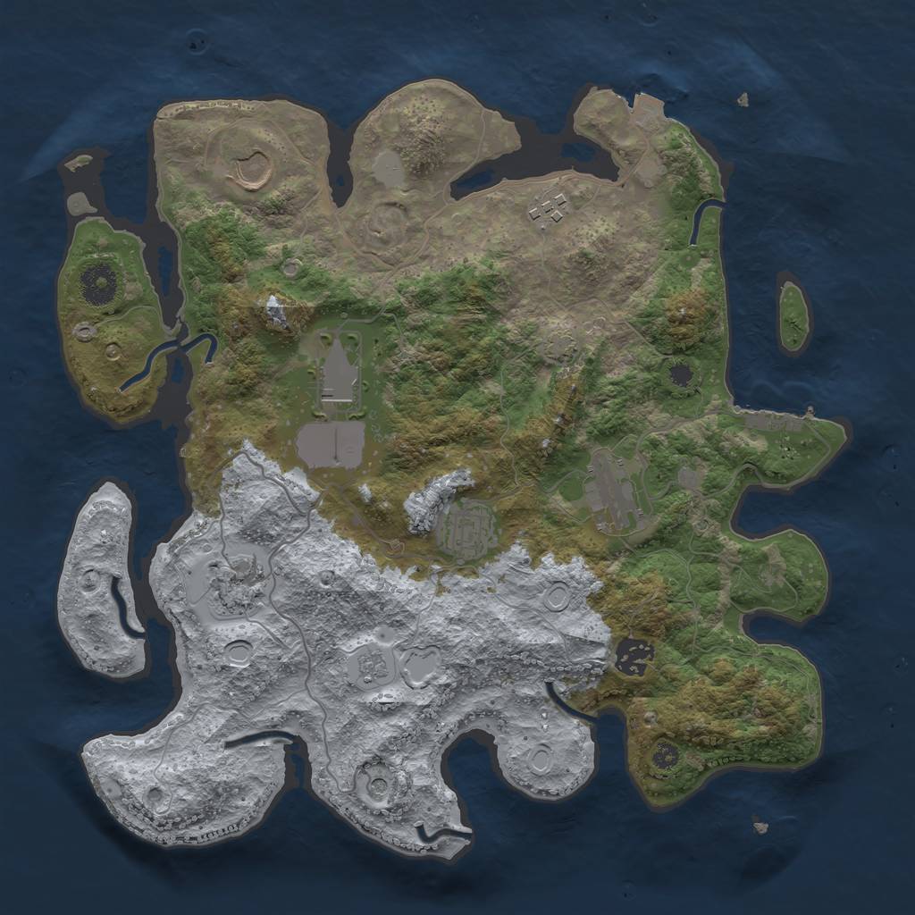 Rust Map: Procedural Map, Size: 3500, Seed: 682765288, 14 Monuments