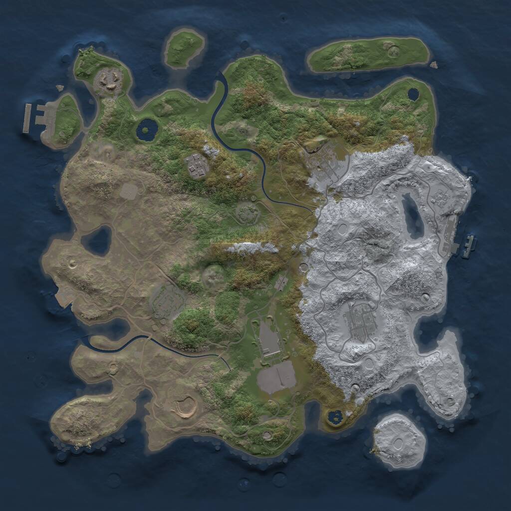 Rust Map: Procedural Map, Size: 3500, Seed: 2094514953, 13 Monuments