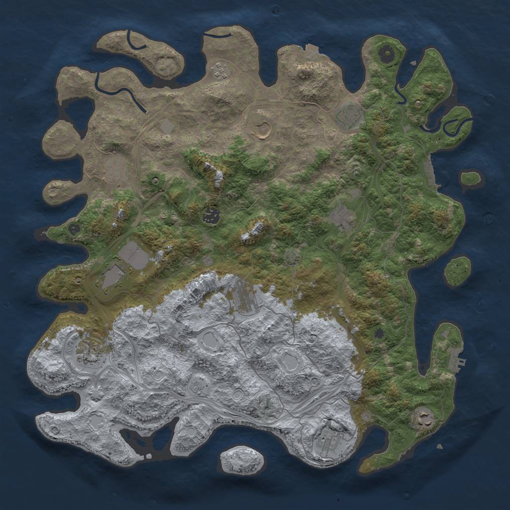 Rust Map: Procedural Map, Size: 4500, Seed: 46287, 19 Monuments
