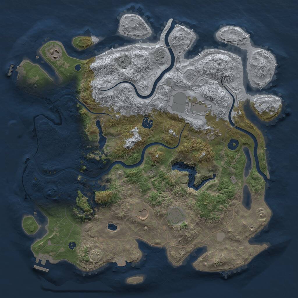 Rust Map: Procedural Map, Size: 4000, Seed: 789654, 13 Monuments