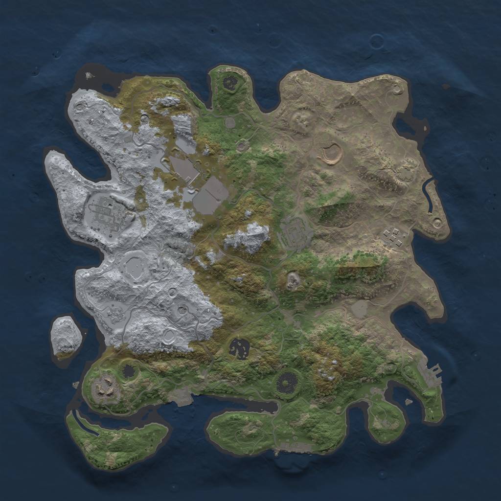 Rust Map: Procedural Map, Size: 3500, Seed: 58992053, 15 Monuments