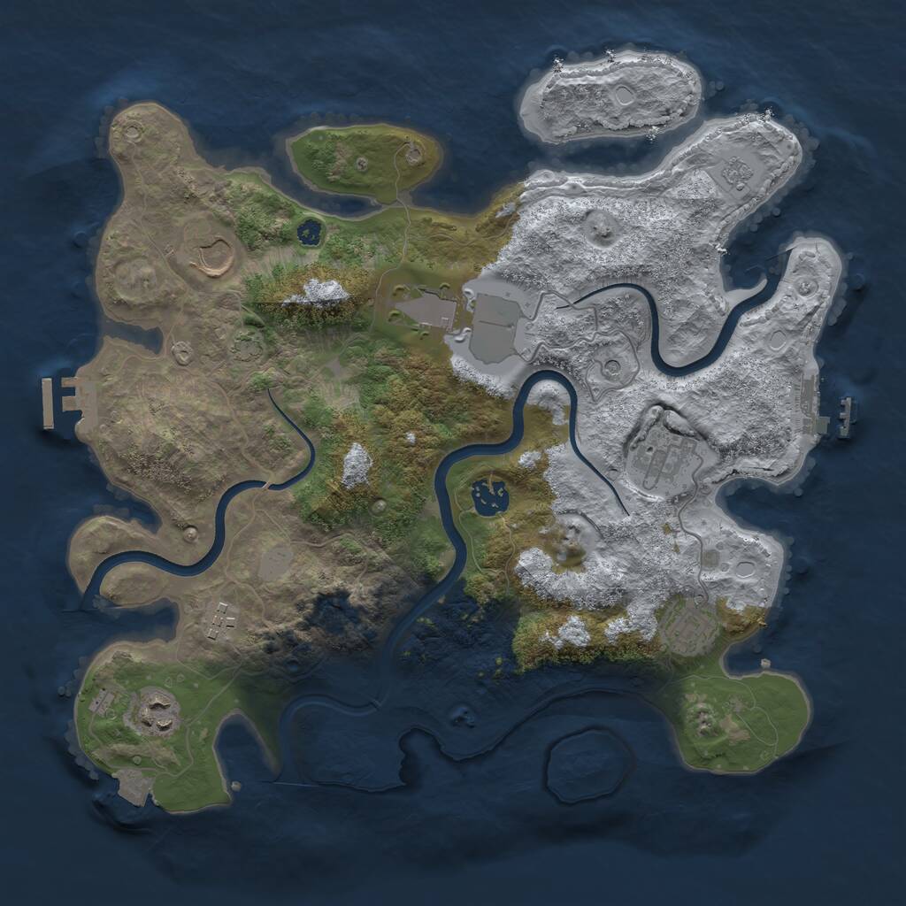 Rust Map: Procedural Map, Size: 3600, Seed: 8393766, 13 Monuments