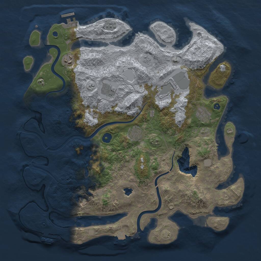 Rust Map: Procedural Map, Size: 4000, Seed: 457512, 12 Monuments