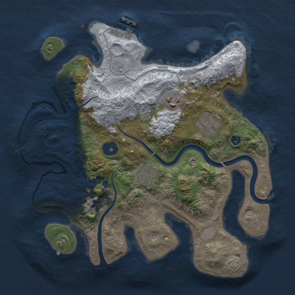 Rust Map: Procedural Map, Size: 3000, Seed: 32024, 9 Monuments