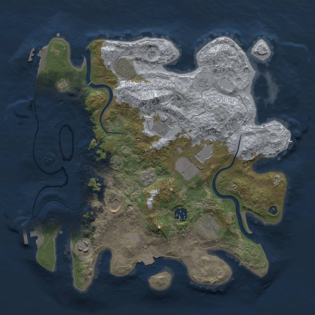 Rust Map: Procedural Map, Size: 3500, Seed: 62985, 14 Monuments