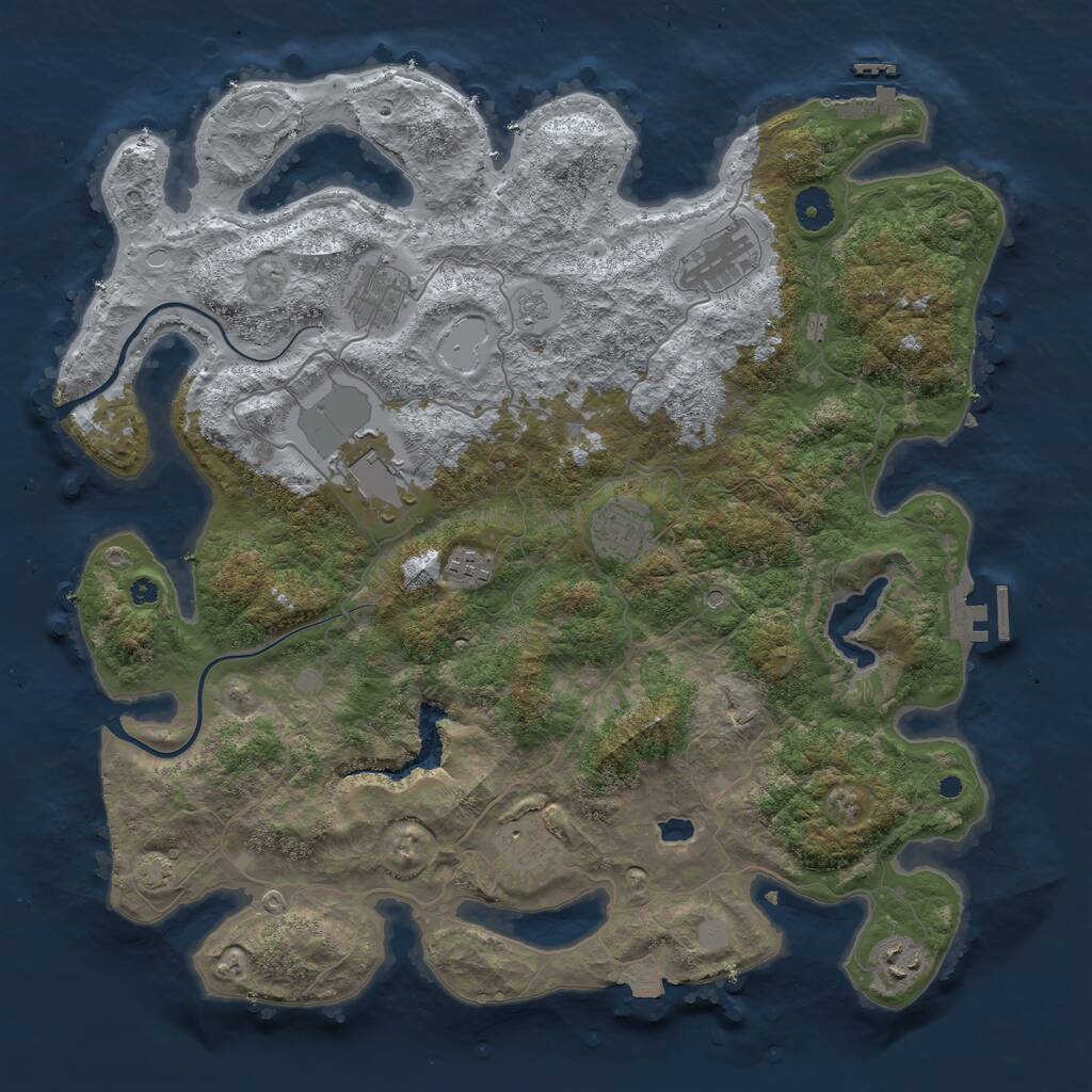 Rust Map: Procedural Map, Size: 4000, Seed: 55290643, 13 Monuments