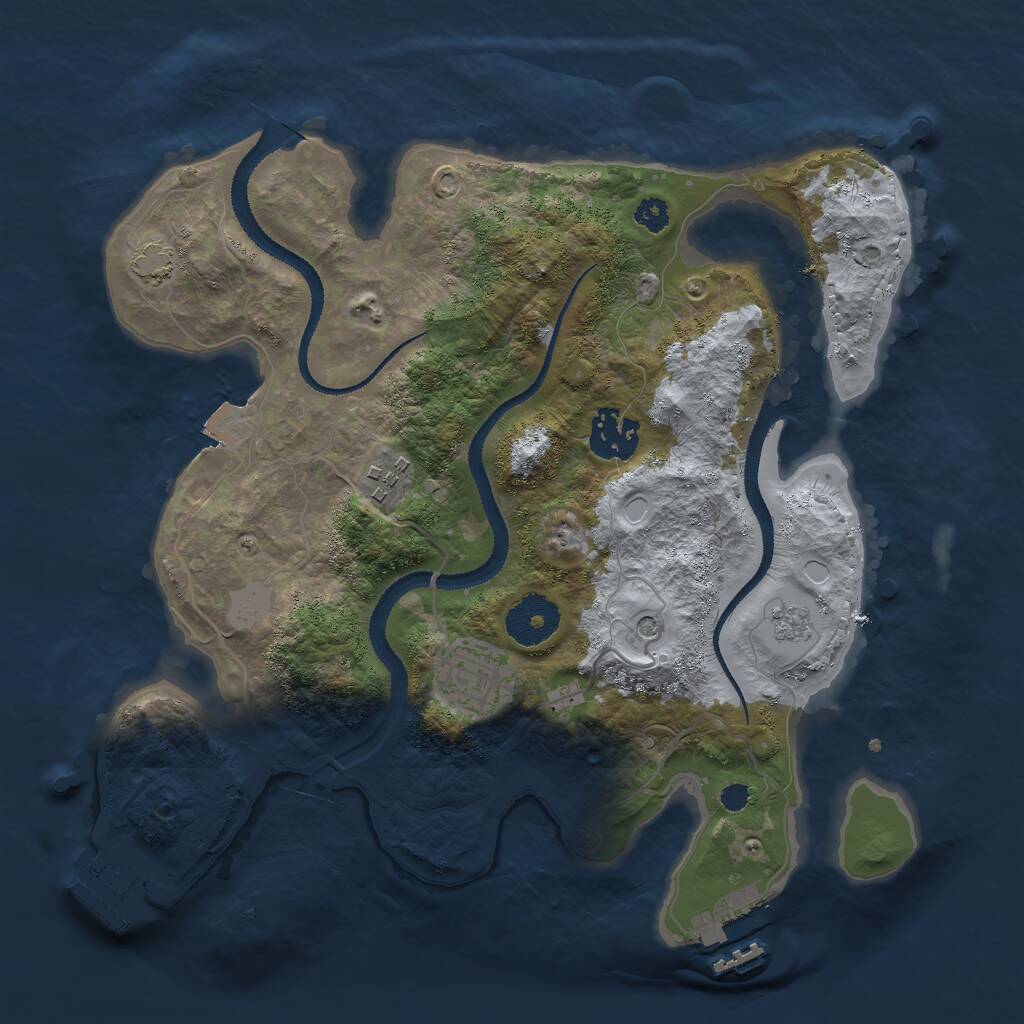 Rust Map: Procedural Map, Size: 3000, Seed: 612556, 9 Monuments