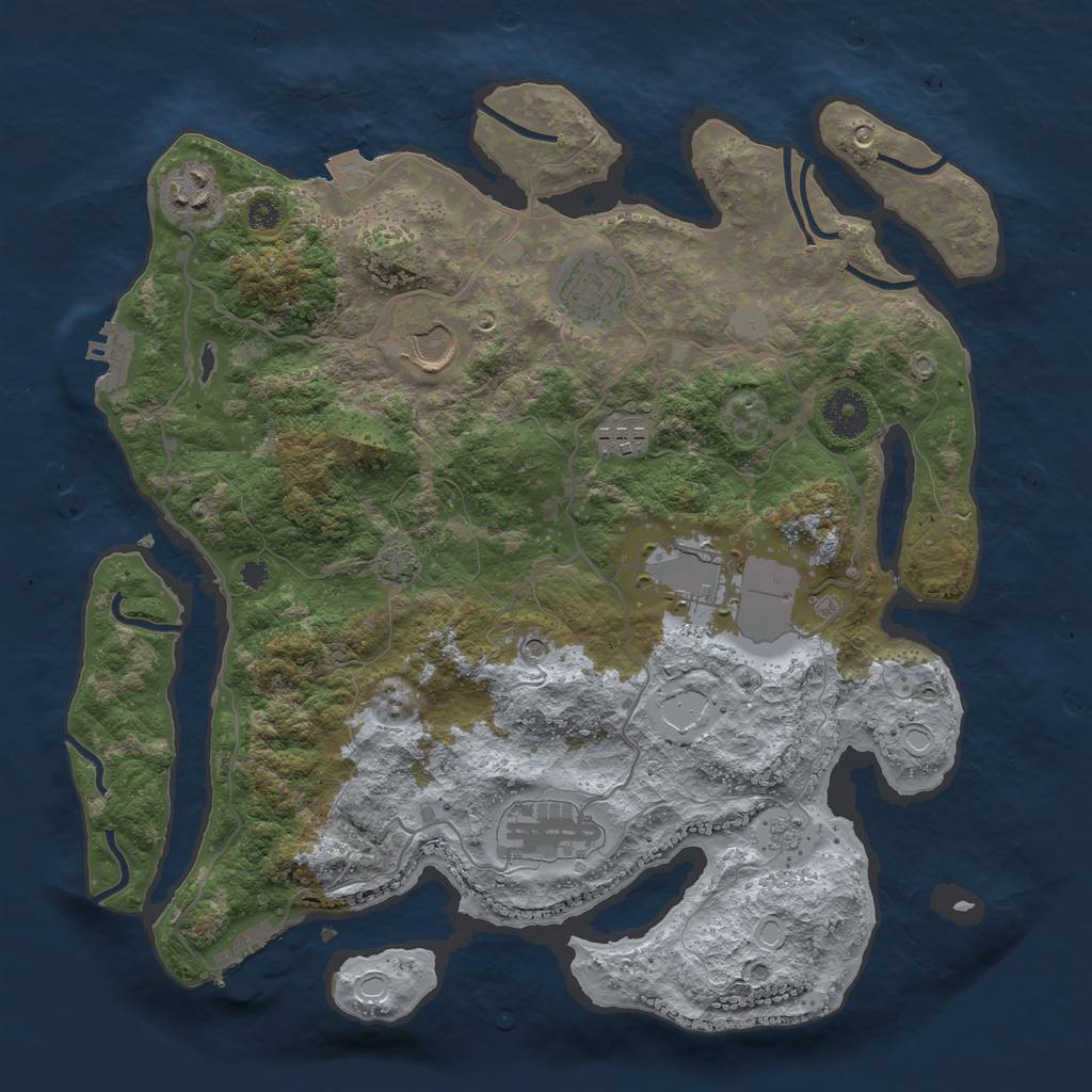 Rust Map: Procedural Map, Size: 3500, Seed: 476532729, 14 Monuments