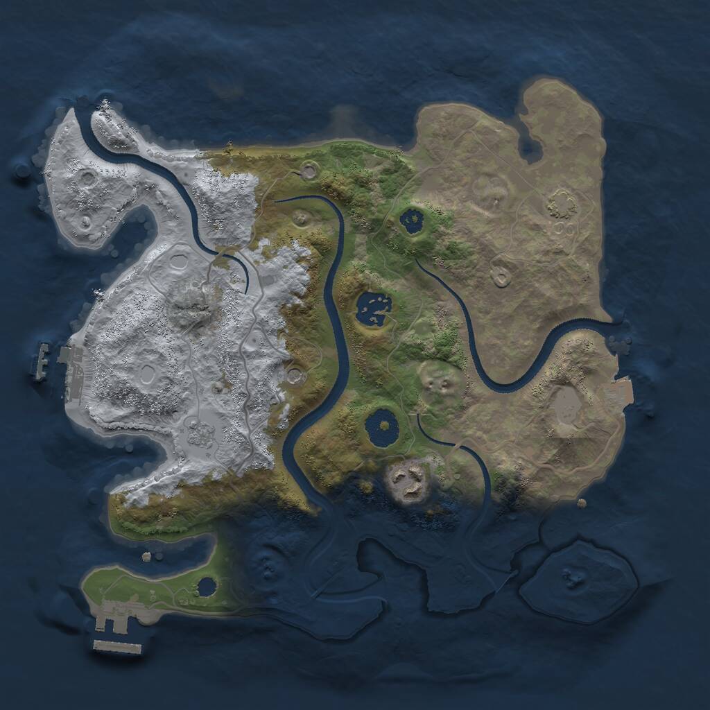 Rust Map: Procedural Map, Size: 3000, Seed: 20689, 8 Monuments