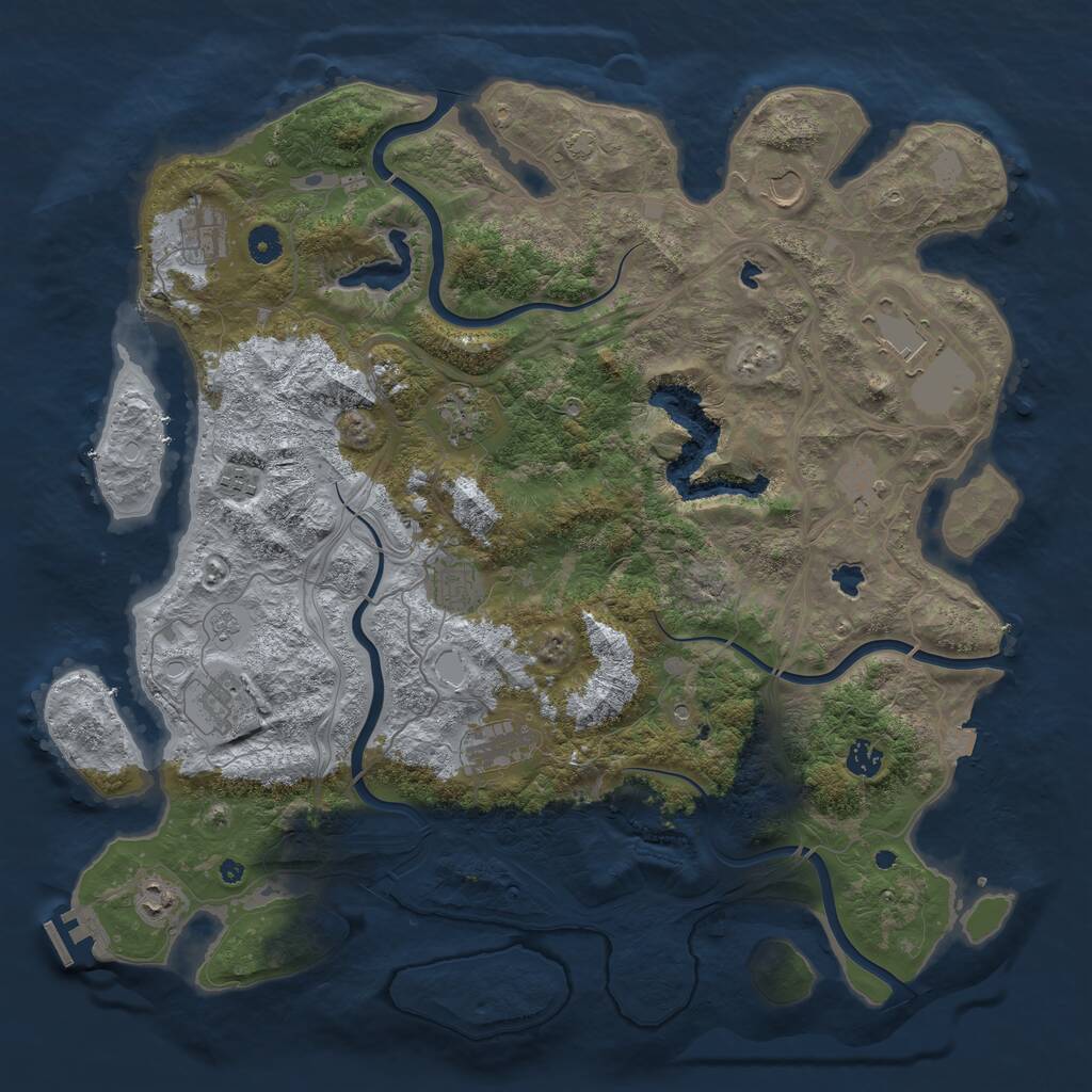 Rust Map: Procedural Map, Size: 4500, Seed: 25672, 16 Monuments