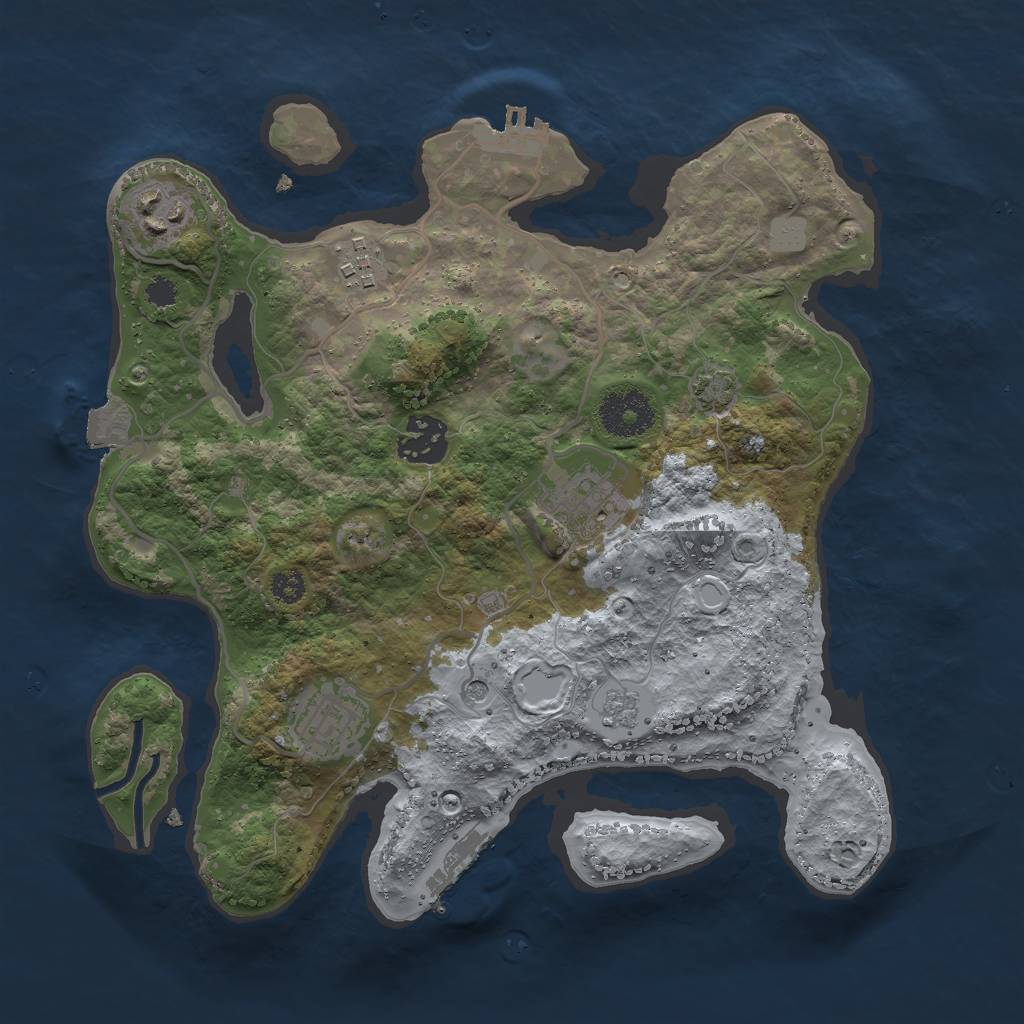 Rust Map: Procedural Map, Size: 3000, Seed: 649567281, 13 Monuments