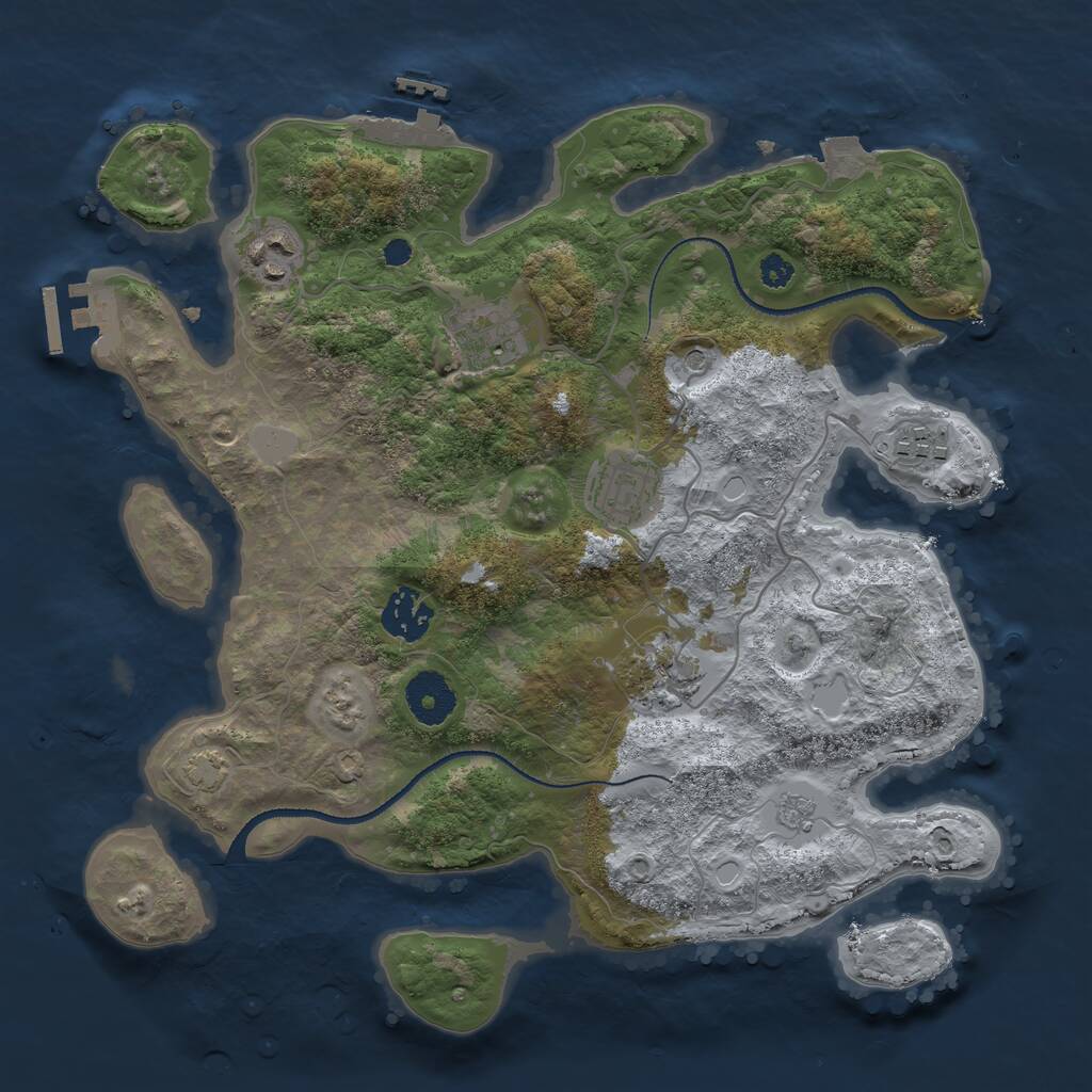 Rust Map: Procedural Map, Size: 3250, Seed: 1852101781, 12 Monuments