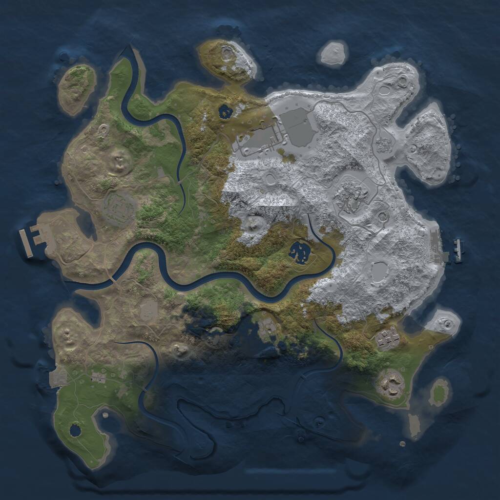 Rust Map: Procedural Map, Size: 3500, Seed: 1894458241, 13 Monuments