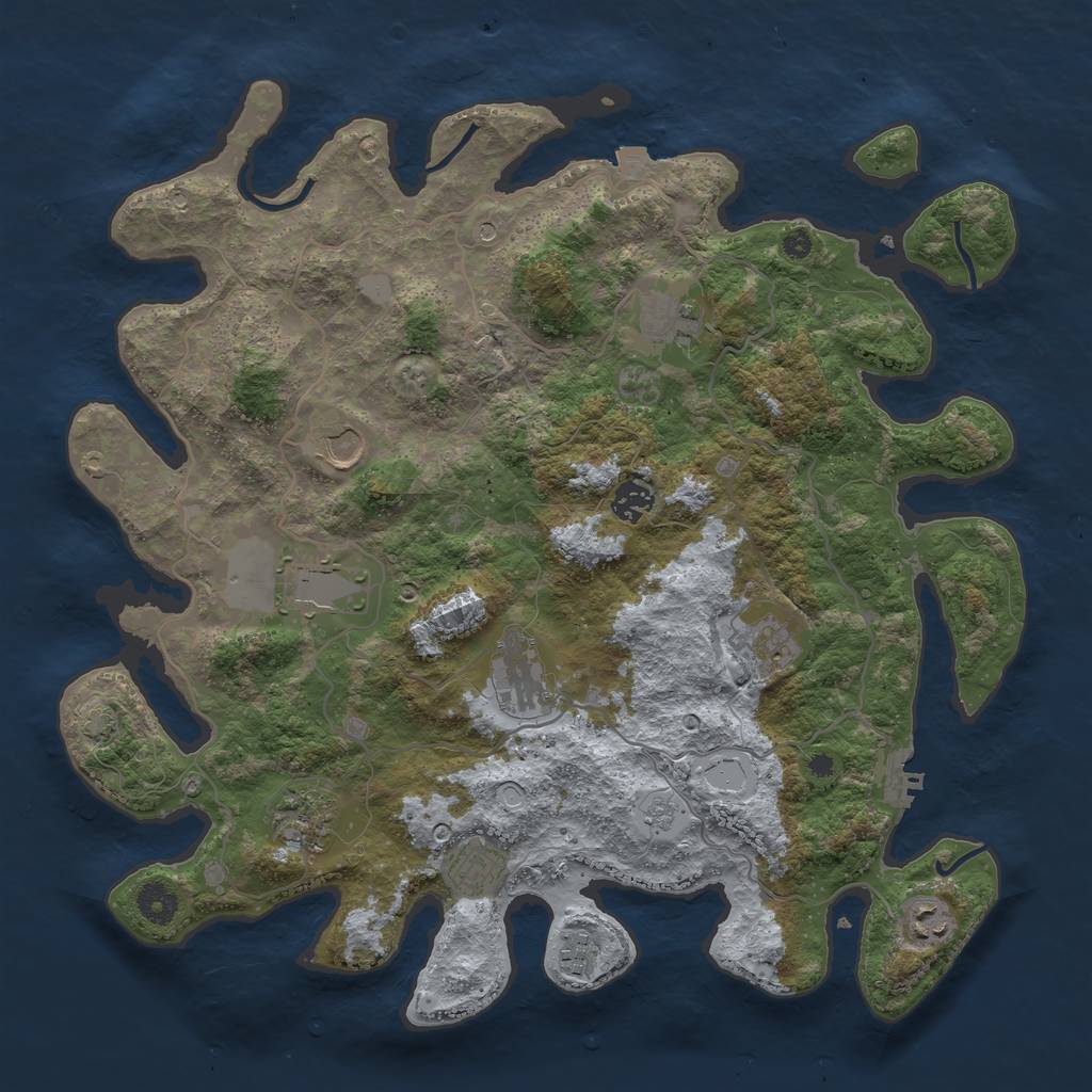 Rust Map: Procedural Map, Size: 4000, Seed: 787728808, 17 Monuments