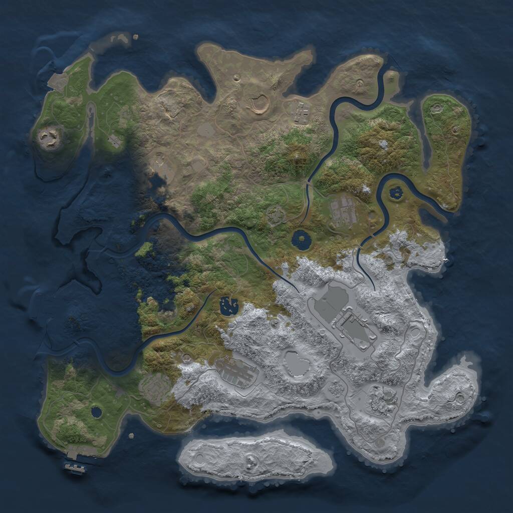 Rust Map: Procedural Map, Size: 3900, Seed: 69641486, 16 Monuments