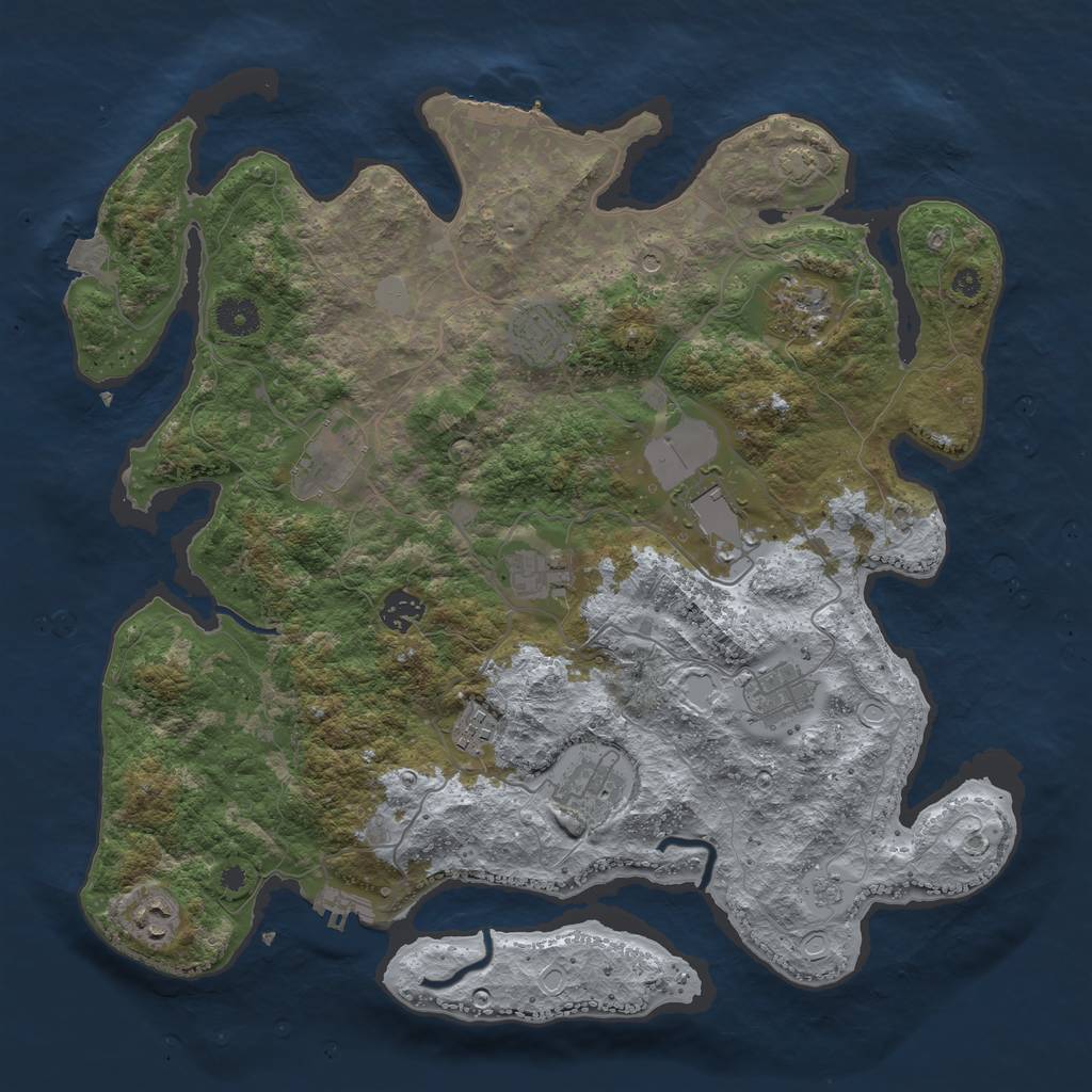 Rust Map: Procedural Map, Size: 3900, Seed: 69641486, 18 Monuments