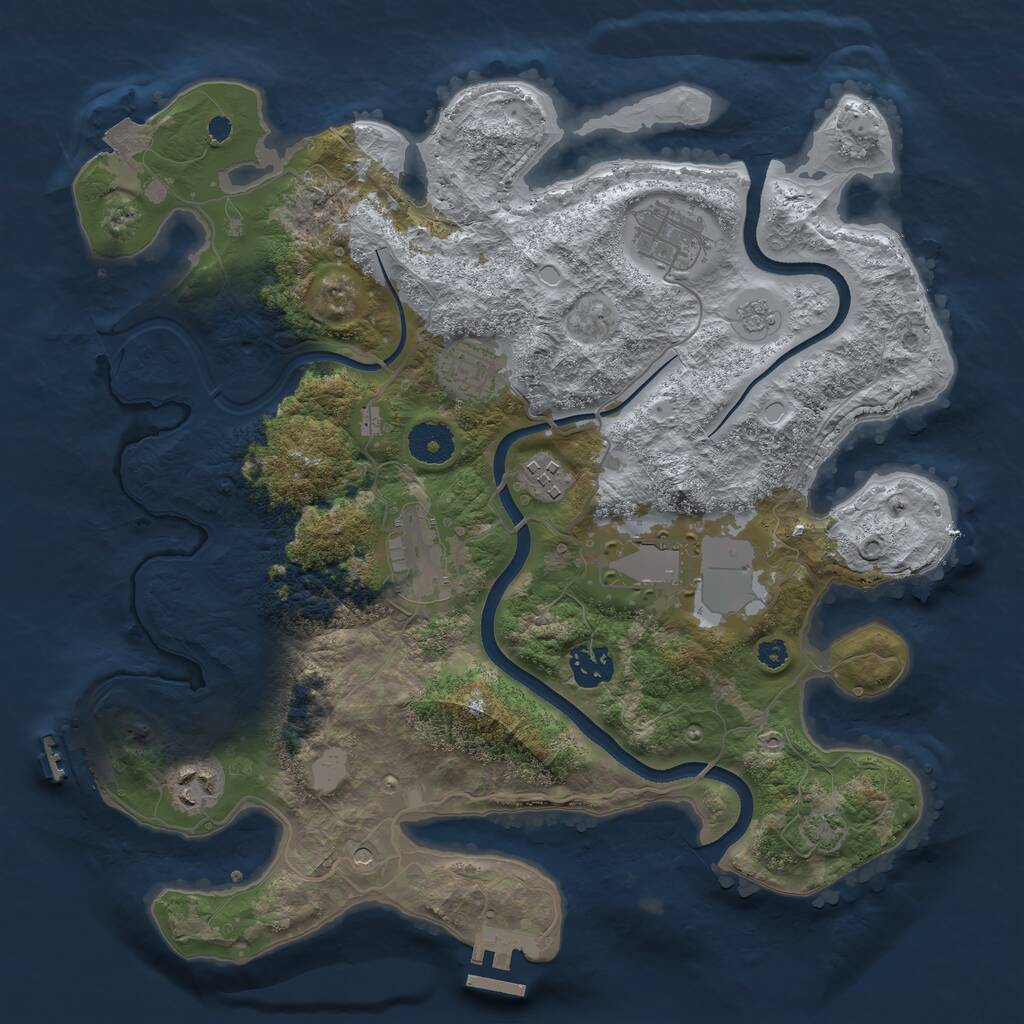 Rust Map: Procedural Map, Size: 3500, Seed: 435038333, 13 Monuments
