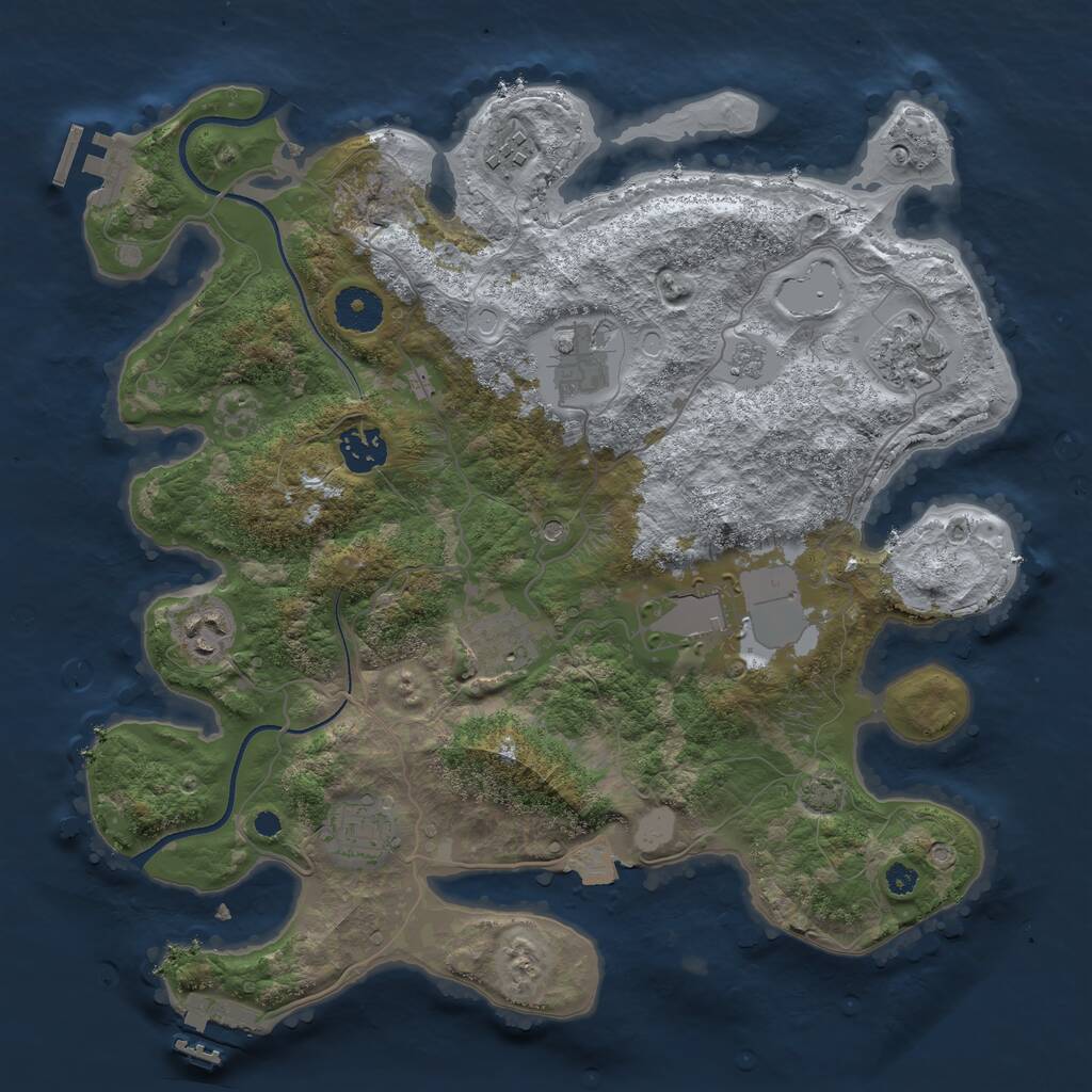Rust Map: Procedural Map, Size: 3500, Seed: 435038333, 14 Monuments