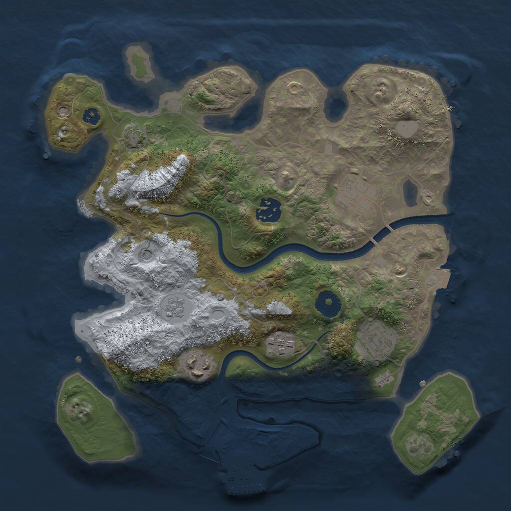 Rust Map: Procedural Map, Size: 3000, Seed: 54813, 10 Monuments