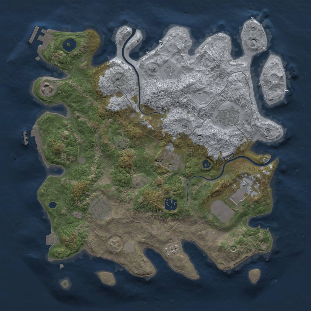 Rust Map: Procedural Map, Size: 3550, Seed: 43869647, 13 Monuments