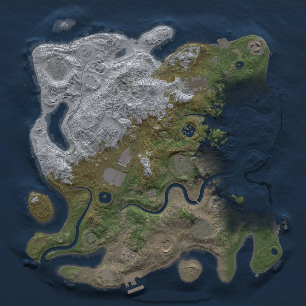 Rust Map: Procedural Map, Size: 3700, Seed: 977837319, 16 Monuments