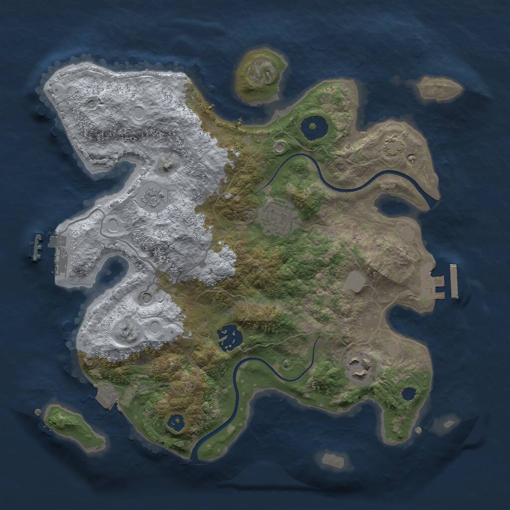 Rust Map: Procedural Map, Size: 3000, Seed: 53277, 9 Monuments