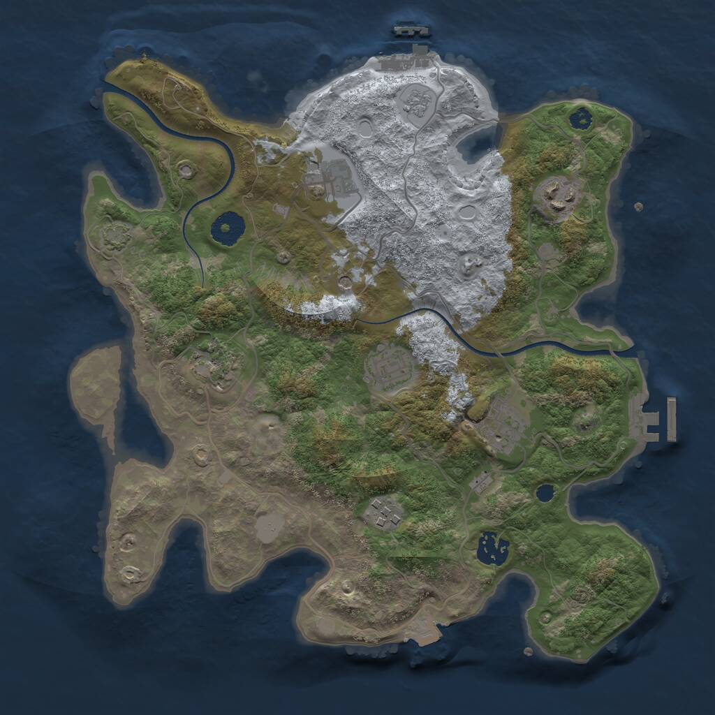 Rust Map: Procedural Map, Size: 3250, Seed: 1732289818, 13 Monuments