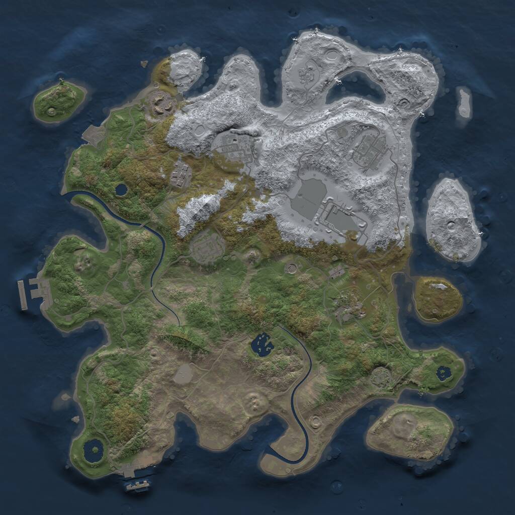 Rust Map: Procedural Map, Size: 3500, Seed: 1113052029, 14 Monuments