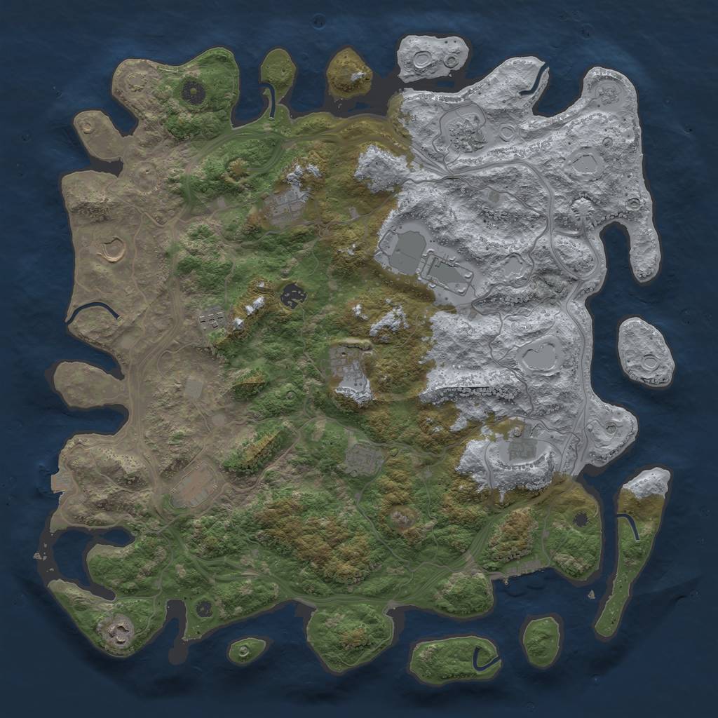 Rust Map: Procedural Map, Size: 4500, Seed: 454456877, 18 Monuments